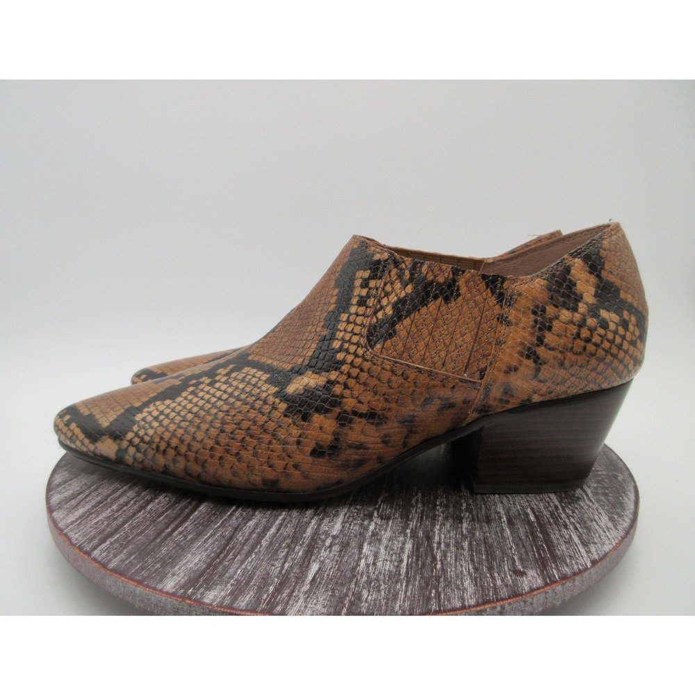 J Crew Boots‎ Womens 12 Piper Snake Embossed Ankle Bootie Italian Leather Brown